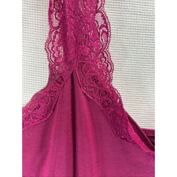 Faded Glory Burgundy Lace Trim Cami Tank Top Plus Size 2X Y2K Soft Girl Coquette - Picture 8 of 9